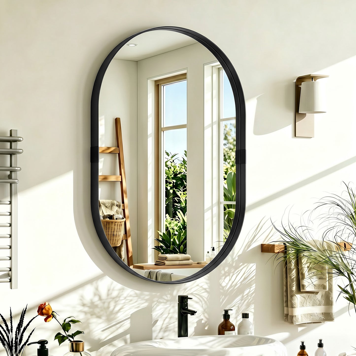 HOMCOM Wall Mirror, Bathroom Mirror with Elevated Aluminium Alloy Frame, 60 x 90 cm, Black