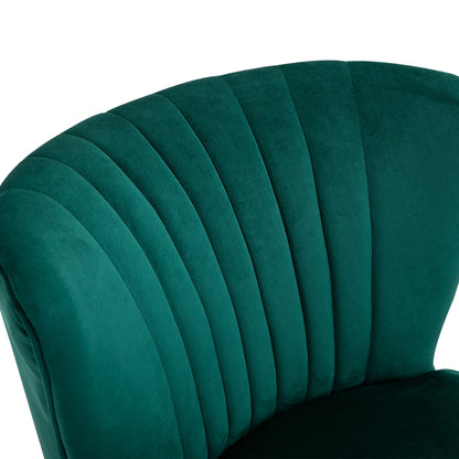 HOMCOM Velvet Accent Chair Occasional Tub Seat Padding Curved Back with Wood Frame Legs Home Furniture for Bedroom Living Room Set of 2 Green