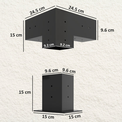 Outsunny Pergola Kit, DIY Pergola Brackets with 3-Way Pergola Corner Brackets and Post Base for 4" x 4" (Actual 3.6" x 3.6") Lumber, 8 PCS Includes Screws