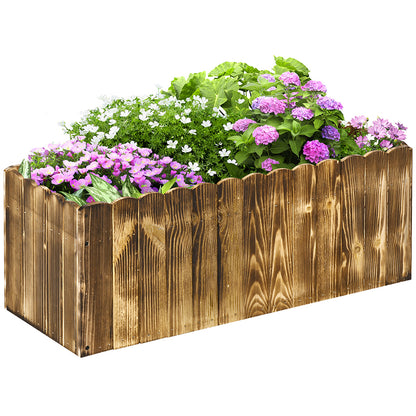 Outsunny 70L Raised Garden Bed, Wooden Rectangle Planter Box, Outdoor Herb Vegetable Flower Pot (80L x 33W x 30H cm)--ChewyGames-ChewyGames