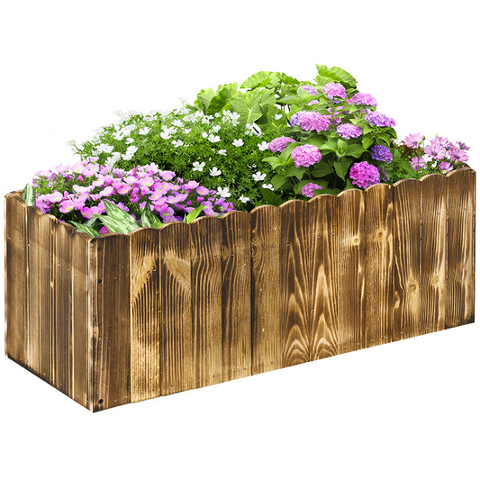 Outsunny 70L Raised Garden Bed, Wooden Rectangle Planter Box, Outdoor Herb Vegetable Flower Pot (80L x 33W x 30H cm)--ChewyGames-ChewyGames