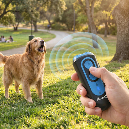 PawHut Anti Barking Device for Dogs, Ultrasonic Stop Dog Barking Device with 5 Modes & Vibration, LED Flashlight