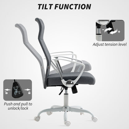 HOMCOM Fabric High Back Office Chair - Grey
