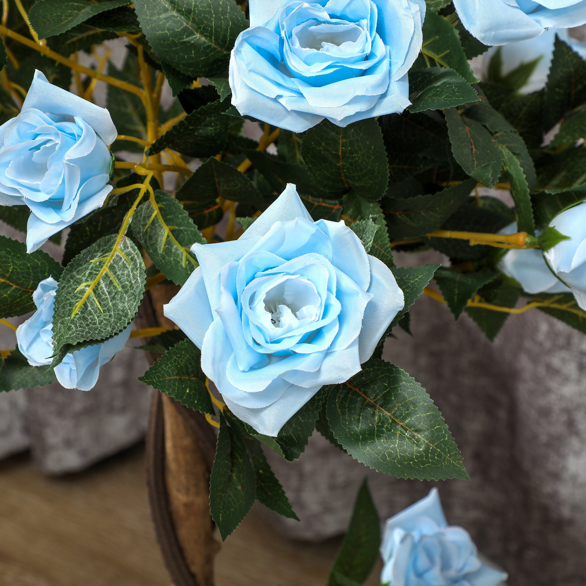 Outsunny Set of 2 Artificial Plants White Rose Floral in Pot, Fake Plants for Home Indoor Decor, 90cm, Light Blue-Artificial Flowering Plants-ChewyGames-ChewyGames