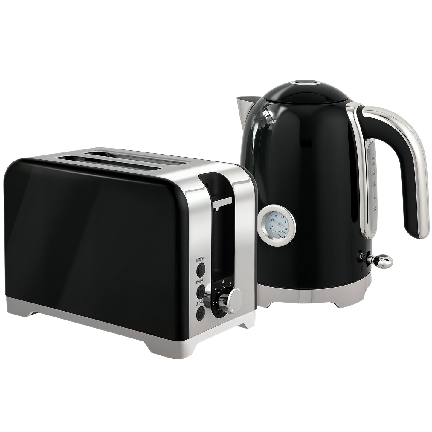 HOMCOM Retro Toaster and Kettle Set - Black--ChewyGames-ChewyGames