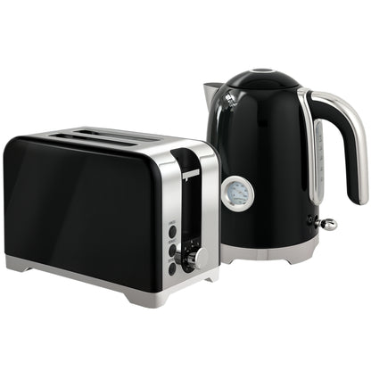 HOMCOM Retro Toaster and Kettle Set - Black--ChewyGames-ChewyGames