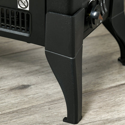 HOMCOM Electric Fireplace Stove, Free Standing Fireplace Heater with Realistic Flame Effect, Dual Power Settings (1800-2000W), Adjustable Temperature and Overheat Protection, Black