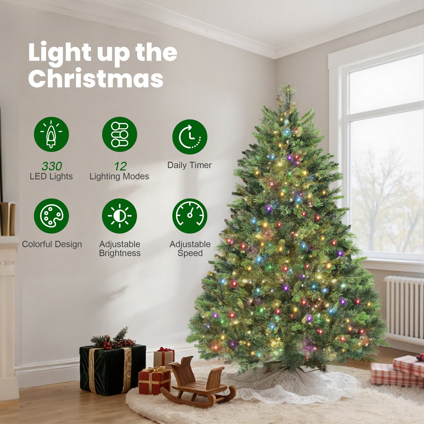 HOMCOM 6ft Artificial Pine LED Christmas Tree, with Remote