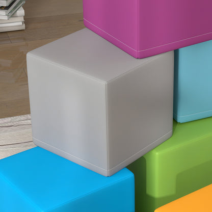 HOMCOM 12 PCs Soft Play Blocks, Soft Foam Toy, Building and Stacking Blocks for Kids, Grey