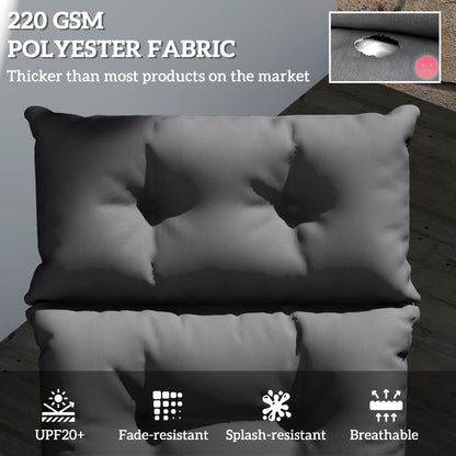 Outsunny Sun Lounger Cushion Only, 190 x 56 x 10 cm Garden Lounge Chair Cushion, UPF20+ 220gsm Fabric, Thick Sunbed Replacement Pad with 6 Ties, Dark Grey