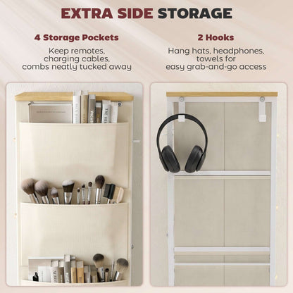 HOMCOM Chest of Drawers, Dresser with 8 Fabric Drawers, Tall Storage Unit with 4 Pockets and 2 Hooks Steel Frame, Beige
