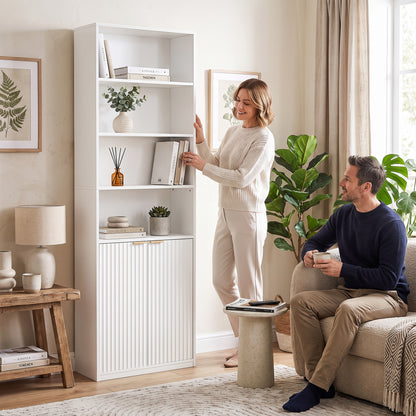 HOMCOM Bookcase Adjustable Shelf Bookshelf Anti-Tip Hardware 6-Tier, White