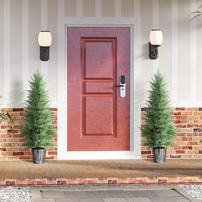 HOMCOM 135cm Artificial Cypress Trees Set of 2, UV Resistant Artificial Plants with Decorative Pot, Fake Plants for Indoor Outdoor Decor, Green--ChewyGames-ChewyGames