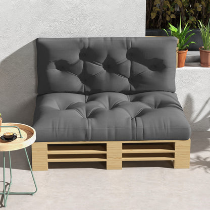 Outsunny Seat and Back Padded Pallet Cushion Set - Dark Grey