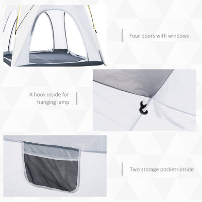 Outsunny 3 Person Automatic Camping Tent, Outdoor Pop Up Tent, Portable Backpacking Dome Shelter, Light Grey