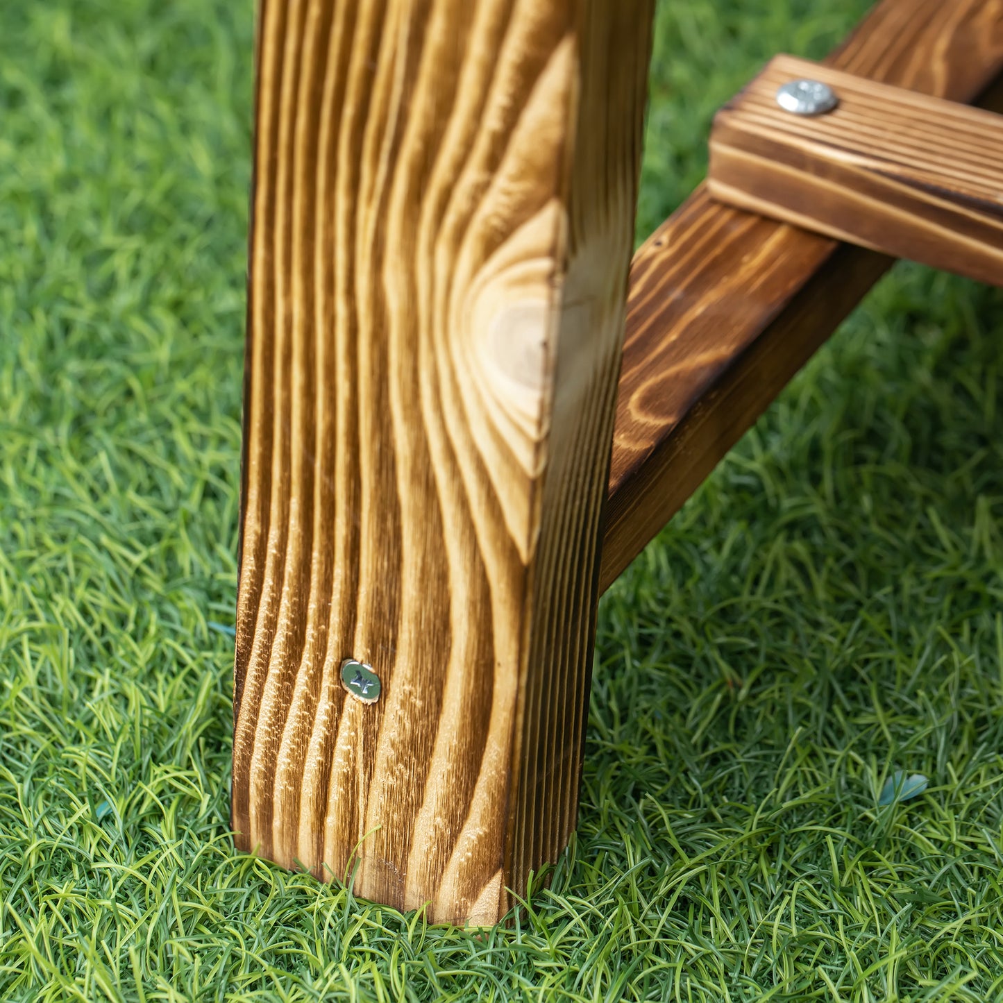Outsunny Wooden Garden Benches, 2 Seater Outdoor Benches, Fir Wood Backless Patio Loveseat with Slatted Seat for Park, 110 x 38 x 35 cm, 3 Pieces, Carbonised