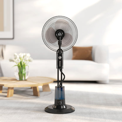 HOMCOM Pedestal Fan with Water Mist Spray, Spray Misting Fan with 70° Oscillation, Tilt Head, 3 Speeds, 3 Modes, Adjustable Mist, 3.2L Water Tank, for Home, 120 cm