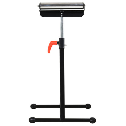 HOMCOM Set of 2 Folding Roller Stand, Material Support Pedestal with Ball Bearing Roller Height Adjustable Portable, Metal Construction, Black