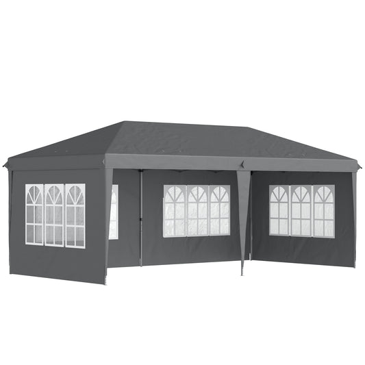 Outsunny 3 x 6m Pop-Up Gazebo, with Removable Walls - Grey
