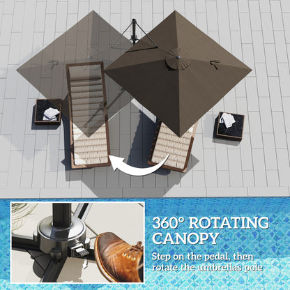 Outsunny Patio Offset Parasol Umbrella - Tan