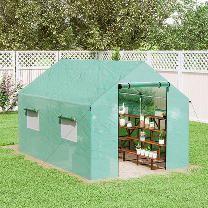 Outsunny Polyethylene Walk-in Polytunnel Greenhouse, 2 x 3(m), Green