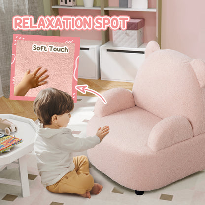 AIYAPLAY Kids Armchair, Bear Shaped Toddler Chair for Bedroom Playroom Living Room, Aged 18 Months to 3 Years - Pink