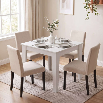 HOMCOM Dining Table for 4, 80L x 80W x 75Hcm, Modern Square Kitchen Table, White