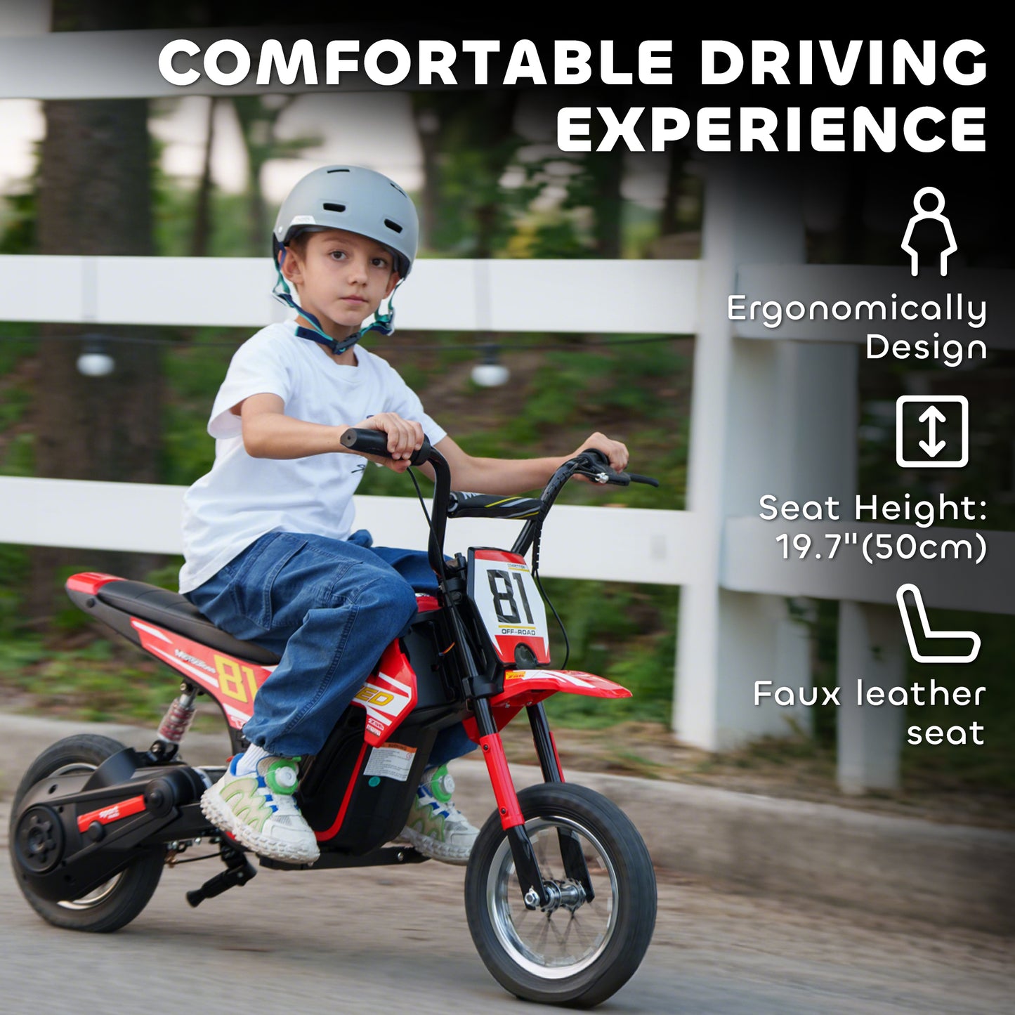 AIYAPLAY Kids Electric Motorbike 3 Gearboxes Speed Ride on Motorcycle with 41min Ranges - Red