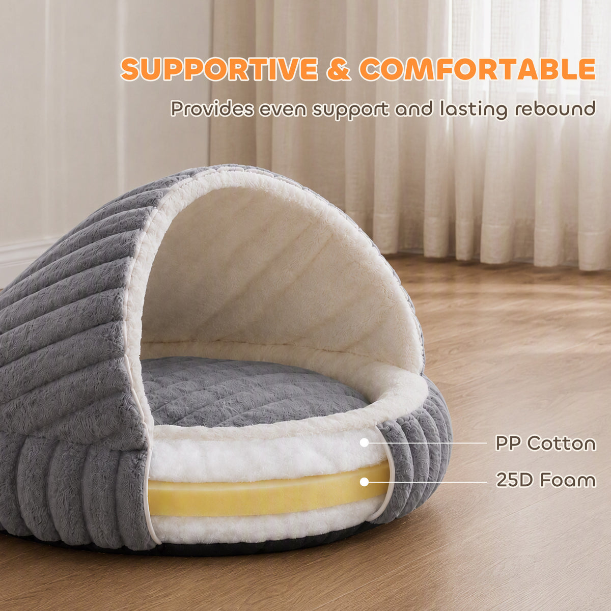 PawHut Cat Bed for Indoor Kittens, Cat Cave House with Non-Slip Bottom and Washable Cushion