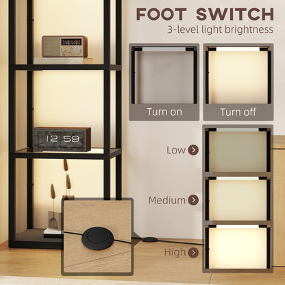 HOMCOM Four-Shelf Floor Lamp - Black