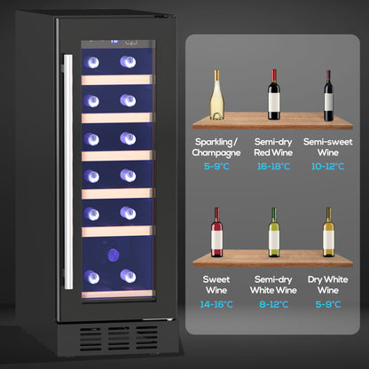 HOMCOM 19 Bottle 5-18℃ Wooden Rack Wine Fridge - Black
