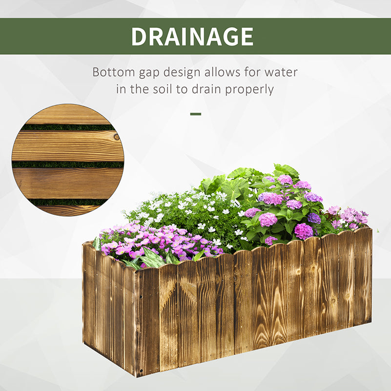 Outsunny 70L Raised Garden Bed, Wooden Rectangle Planter Box, Outdoor Herb Vegetable Flower Pot (80L x 33W x 30H cm)--ChewyGames-ChewyGames