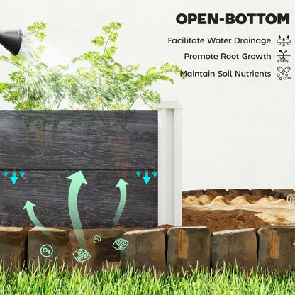 Outsunny Vinyl Raised Garden Bed Kit, 3 x 3 x 1ft Modular Elevated Garden Box with Slotting Legs and Open Bottom, Dark Grey