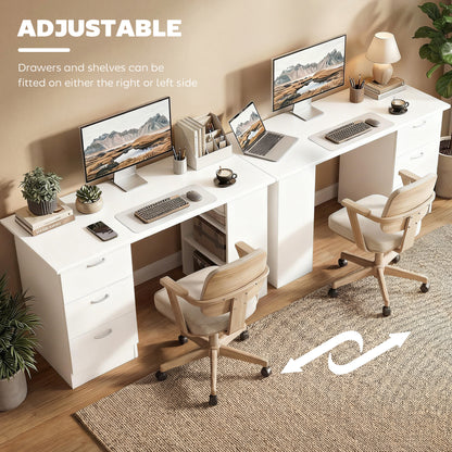 HOMCOM Computer Desk with Drawers, Home Office Desk, Writing Table, PC Workstation with 3 Storage Shelves for Working, Study, 120 x 49 x 72 cm, White
