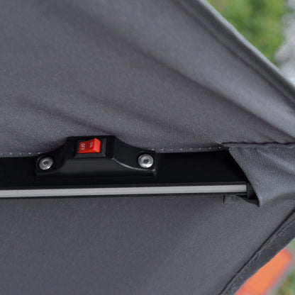 Outsunny 3m LED Light Overhanging Parasol - Grey