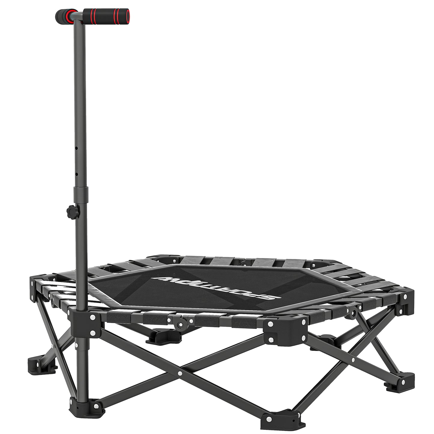 SPORTNOW 42" Foldable Mini Trampoline, One-Step Fold & Open, Rebounder Trampoline with 3-Level Adjustable Handle for Adults