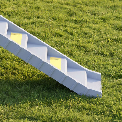 PawHut Dog Car Ramp with Anti-Slip Steps, 10-Steps Pet Stairs for Pets to Access Cars and High Beds, Grey