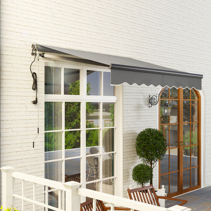 Outsunny 2.5 x 2m Electric Awning with Remote Controller, Aluminium Frame Retractable Awning, Dark Grey