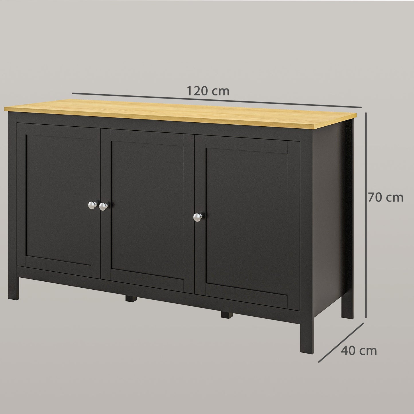 HOMCOM Sideboard, Buffet Cabinet with Doors and Adjustable Shelves for Living Room, Entryway, Black and Natural