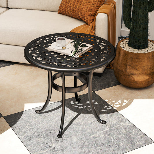 Outsunny Outdoor Garden Table, Cast Aluminium Patio End Table with Anti-slip Foot Pads for Garden, Patio, Balcony, 60 x 60 cm, Black