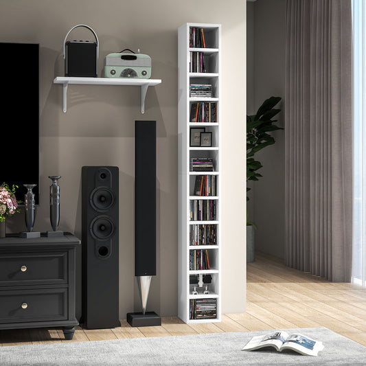 HOMCOM 204 CD Tall Narrow Media Storage Tower - White--ChewyGames-ChewyGames