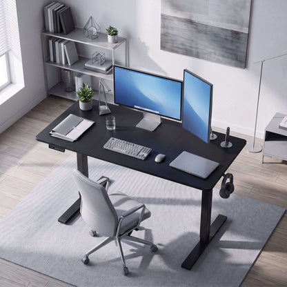 HOMCOM Standing Desk Memory Control Height Adjustable Desk 2 Cable Holes LED Display Sit Stand Desk Black
