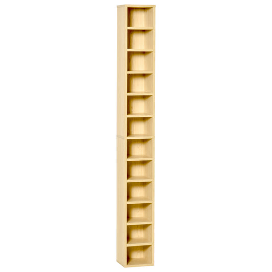 HOMCOM 204 CD Tall Narrow Media Storage Tower - Oak Tone