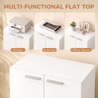 HOMCOM 120 cm Tall Storage Cabinet Cupboard, 3-Tier File Organiser Wooden Filing Cabinet, White