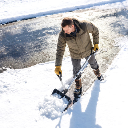 Outsunny Heavy-Duty Snow Shovel with Assist Handle, Portable Snow Pusher with 45cm Wide Blade, Detachable Aluminium Handle