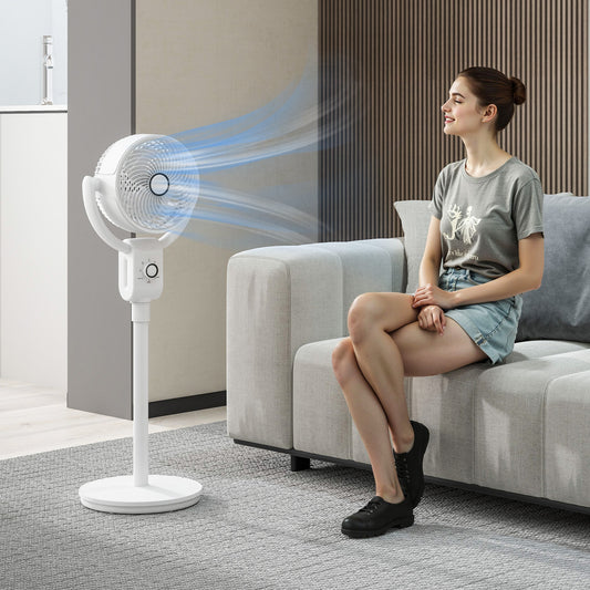HOMCOM Pedestal Air Circulation Fan with Oscillating, White