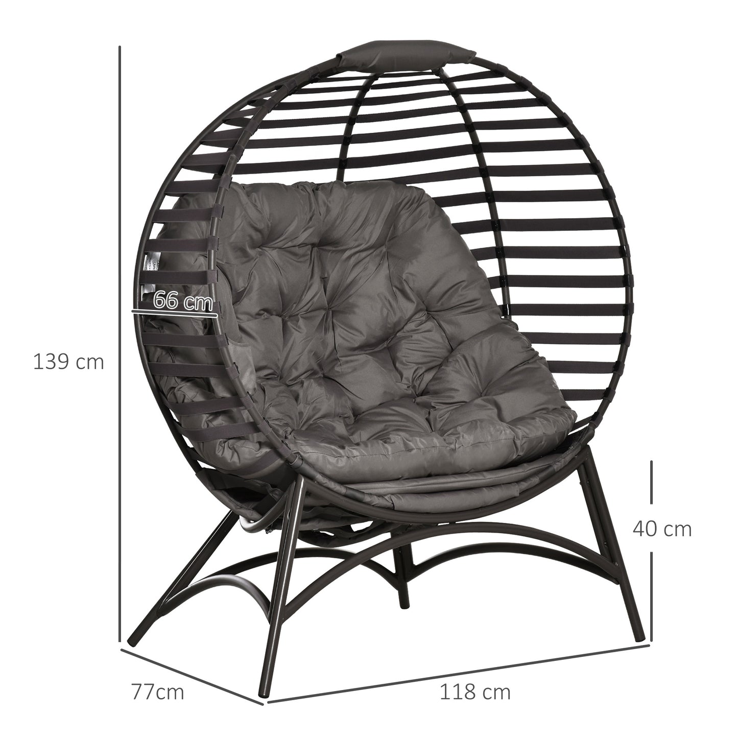 Outsunny Egg Chair with Cushion & Side Pocket - Brown