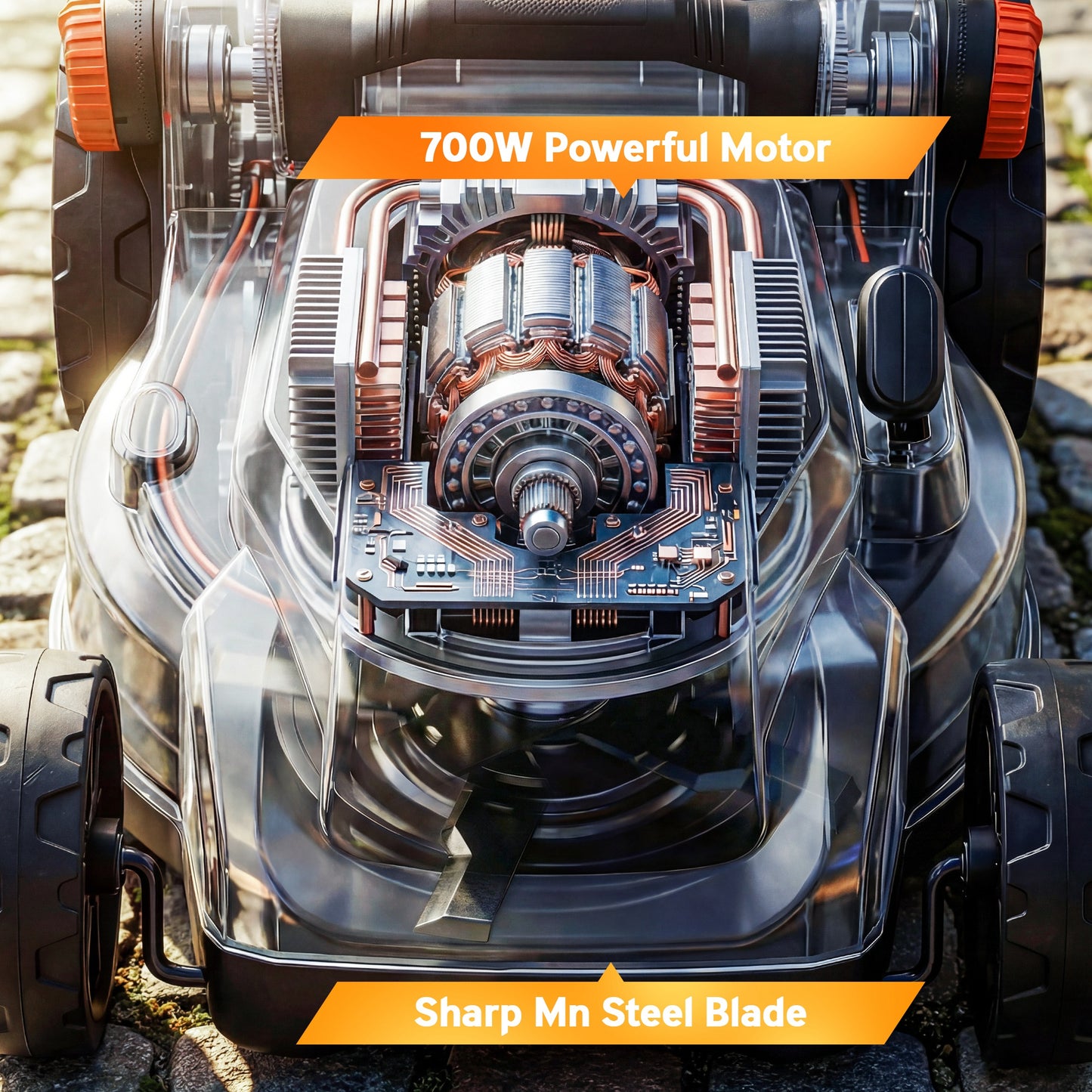 Outsunny 18V Cordless Lawnmower with 2 x 4Ah Batteries, Battery Lawn Mower with 34cm Cutting Width, Mulching Feature