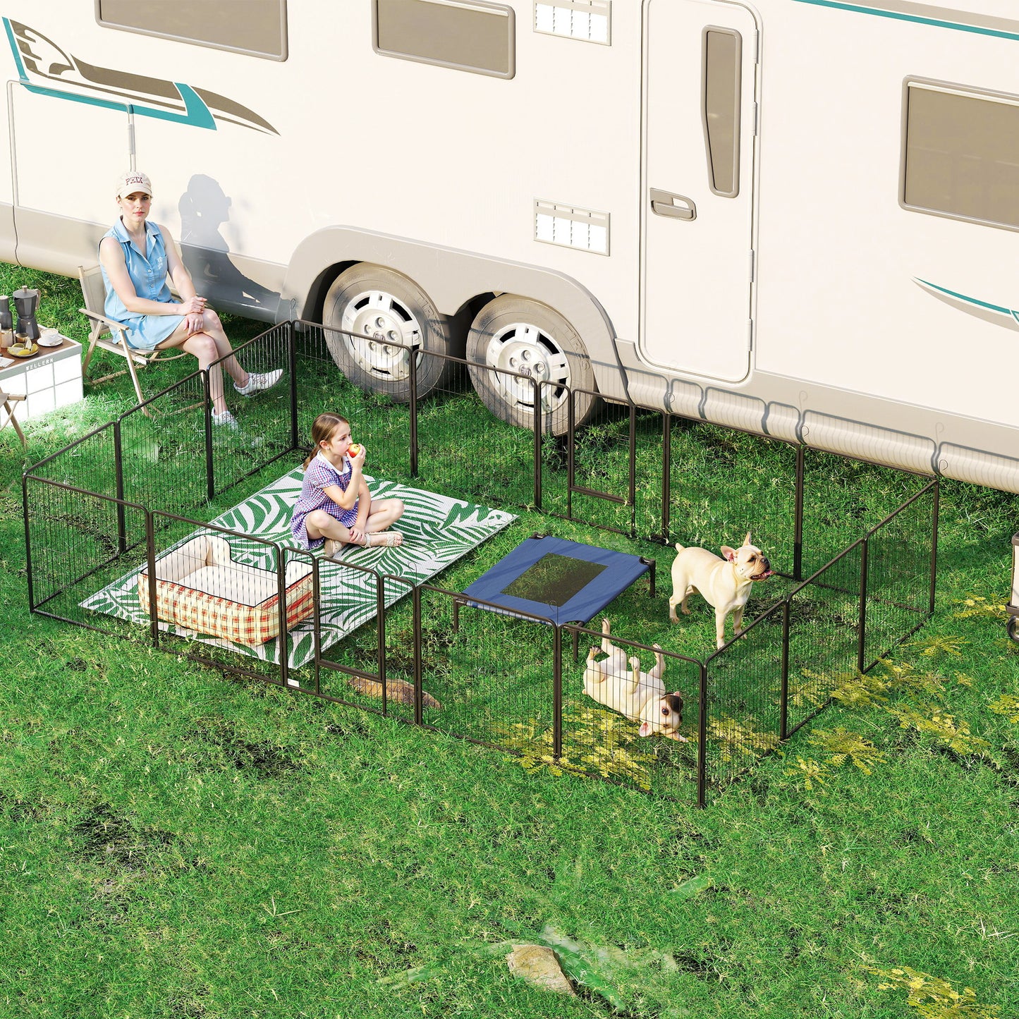 PawHut 16 Panels Heavy Duty Puppy Playpen, for Small and Medium Dogs, Indoor and Outdoor Use - Grey