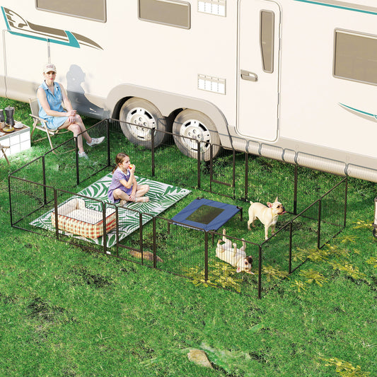 PawHut 16 Panels Heavy Duty Puppy Playpen, for Small and Medium Dogs, Indoor and Outdoor Use - Grey